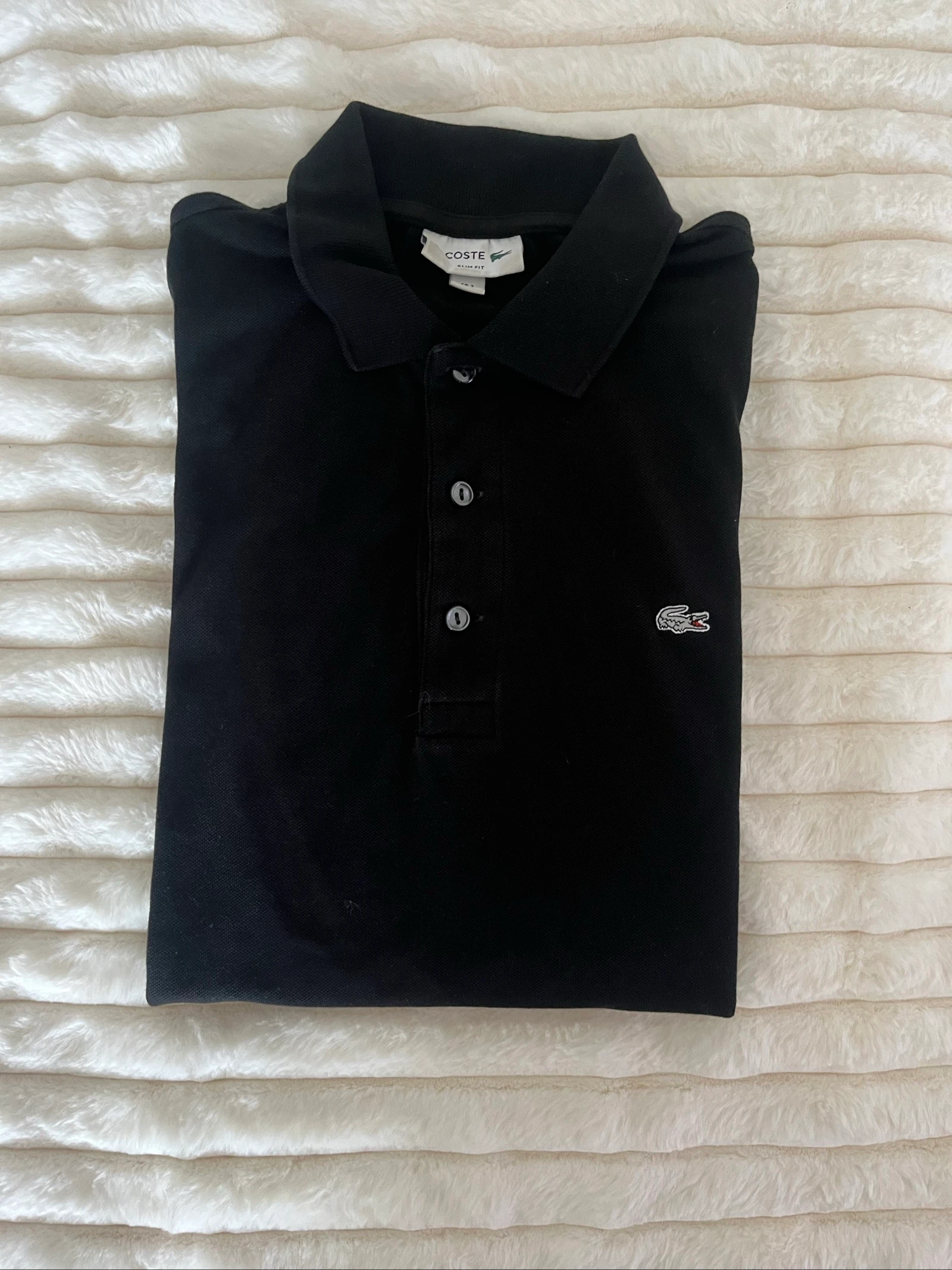 Polo Lacoste Slim Fit Noir - Croco Blanc - Taille 3 (S)